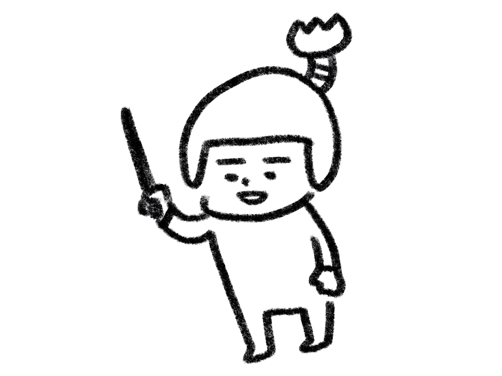 ヘルメット子:ちょんまげ