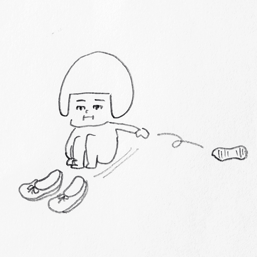 ヘルメット子：中敷きをぽいっ