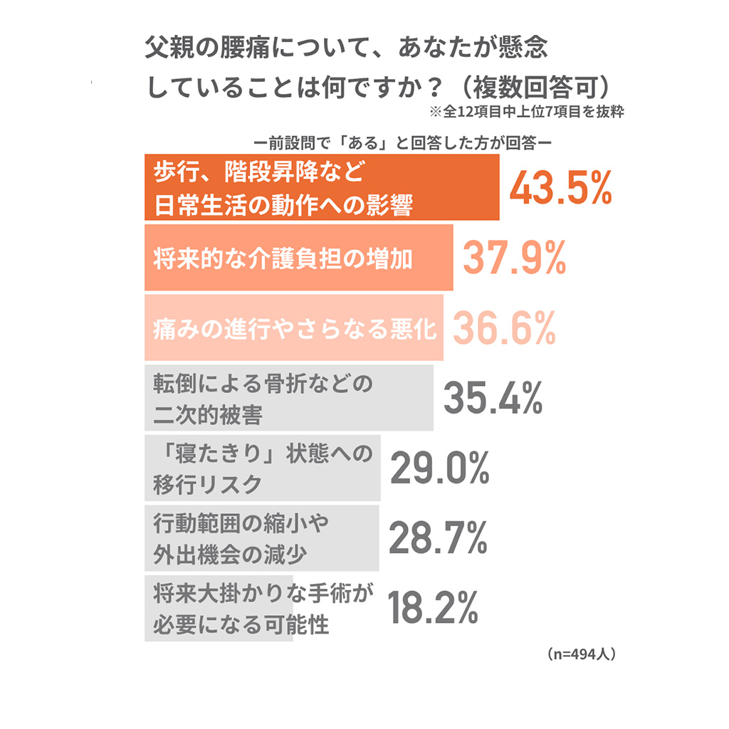 腰痛について懸念していることのグラフ