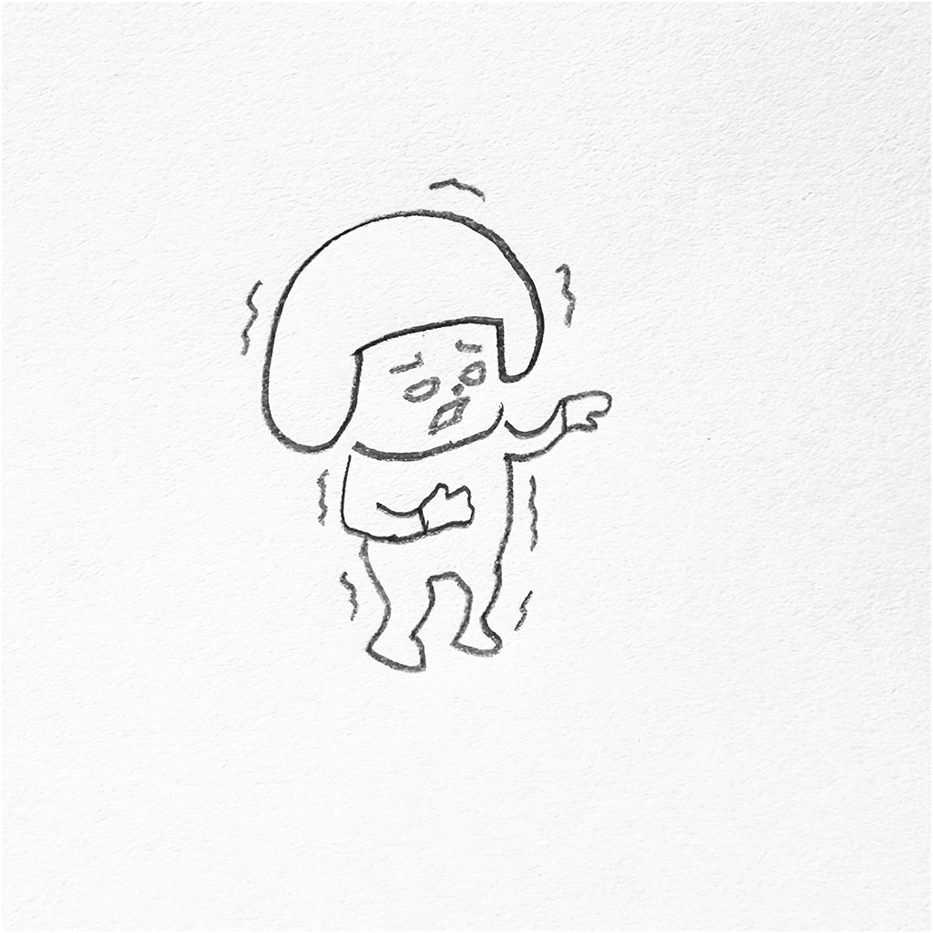 震えるヘルメット子
